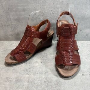 NEW Taos Tradition TRD-5581 Wedge Sandals Womens 7–7.5 Brown Leather Portugal
